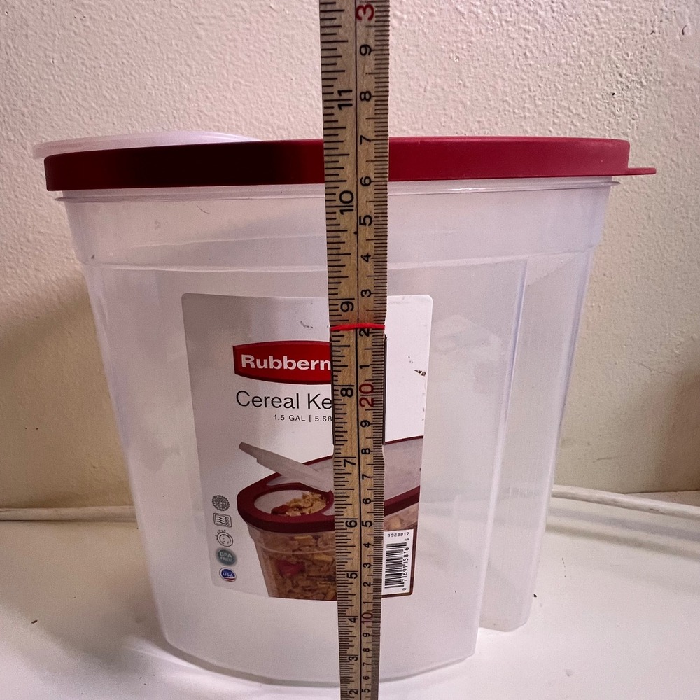 Rubbermaid 1.5 Gallon Cereal Keeper Clear Red Lid 5.68L BPA Free Storage 1923817 - Picture 2 of 7
